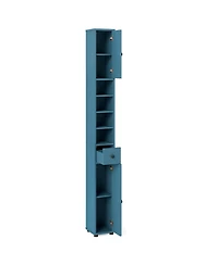 Gymax Slim Tall Cabinet with 2 Doors 1 Drawer and 5 Adjustable Shelves for Home for Bathroom
