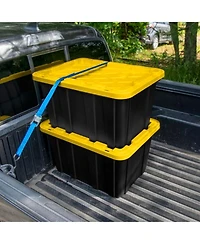Sterilite 27 Gallon Industrial Stackable Storage Tote Lidded Containers, 4 Pack