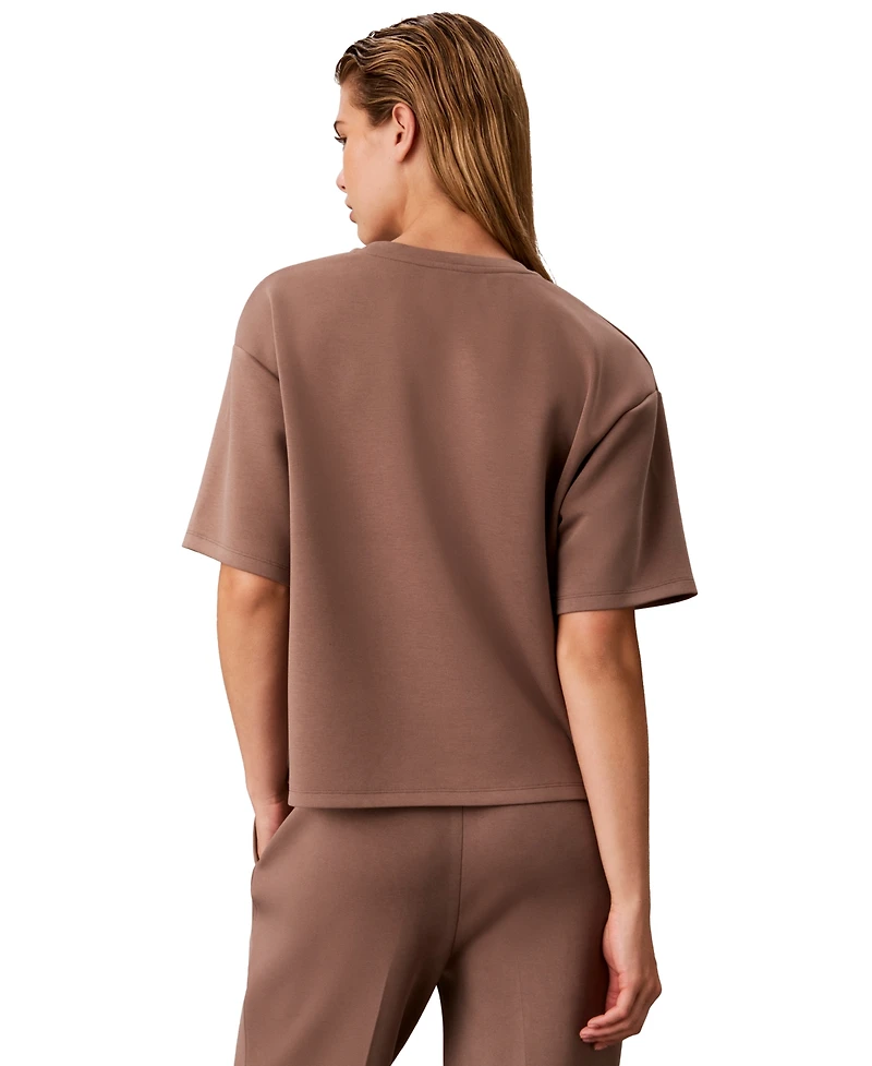 Calvin Klein Petite Soft Scuba Crewneck Short-Sleeve Boxy Knit Top