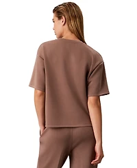 Calvin Klein Petite Soft Scuba Crewneck Short-Sleeve Boxy Knit Top