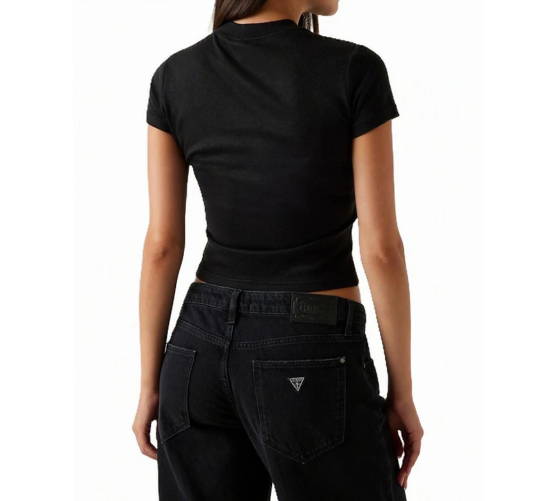 Guess Women's Licia Short-Sleeve Mock-Neck Top