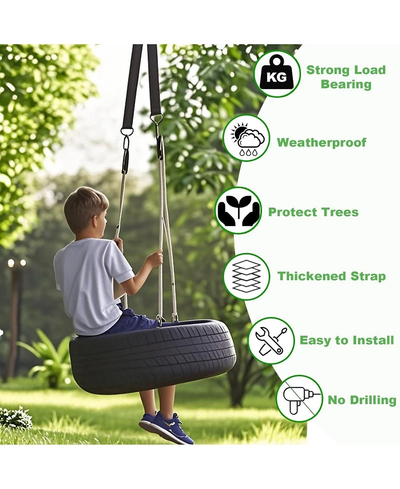 Piscifun Tree Swing Hammock Straps Kit Heavy Duty Lock Carabiner Hooks Tree Protector Easy Installation Universal Hanging Straps