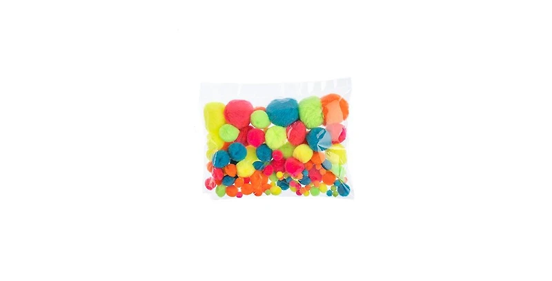 John Bead 100ct Mix Pom Poms Combo Pack for Diy Arts and Crafts, Acrylic Craft Embellishments