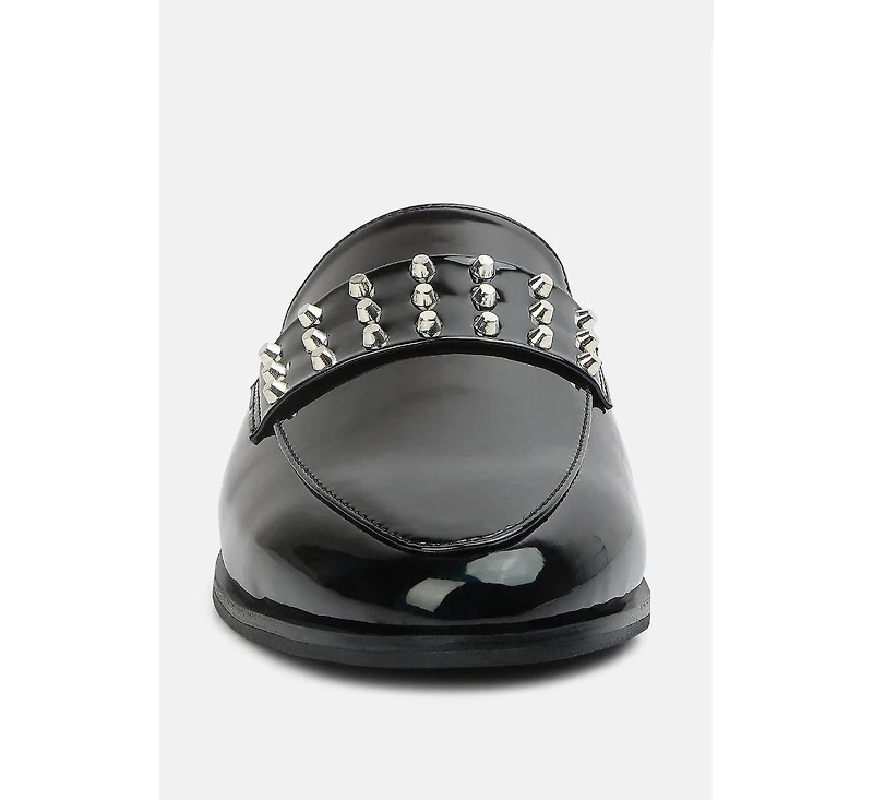 Rag & Co Yashta Womens Patent Studded Flat Mules