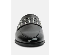 Rag & Co Yashta Womens Patent Studded Flat Mules
