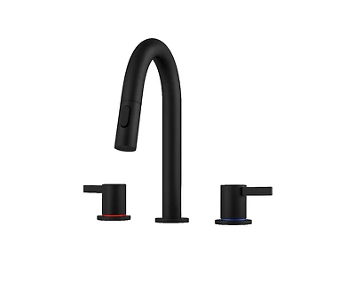 Busdays 8 Inch Widespread Lavatory Faucet 2 Handle 3 Hole with Pop Up Drain and 360 Pull Down Sprayer