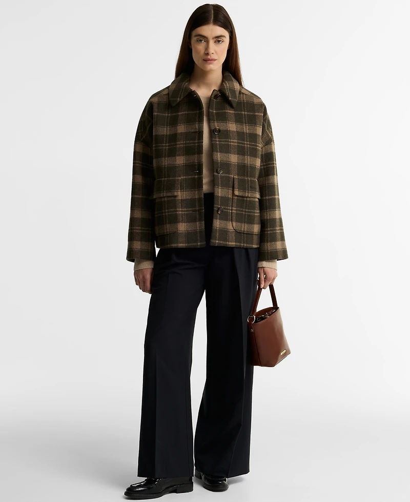 Barbour Women's Myla Check Wool-Blend Lined Coat