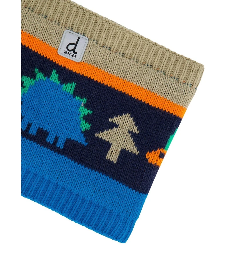 Deux par Deux Toddler Boy (2-4) Winter Knit Neckwarmer Dinosaur Print