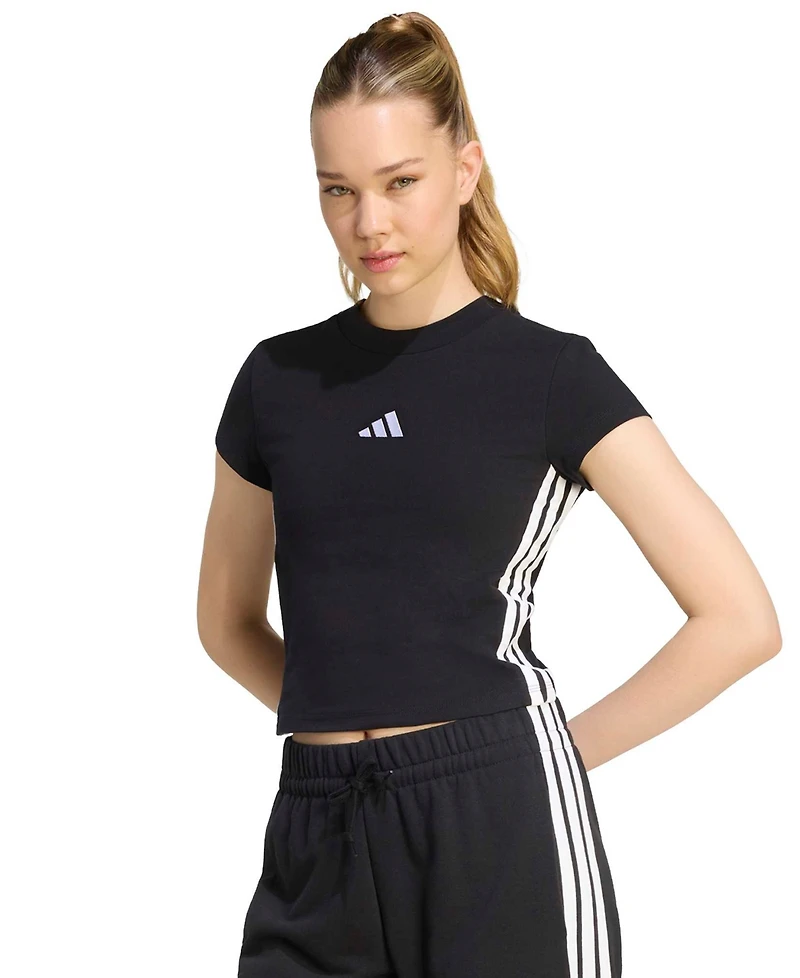 adidas Women's Essentials 3-Stripes Padded Slim Baby T-Shirt