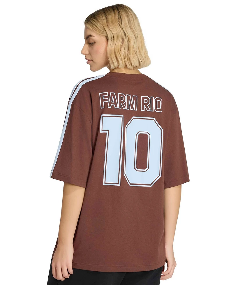 adidas Women's Farm Gfx Tee 2 Retro Graphic-Print 3-Stripes Crewneck T-Shirt