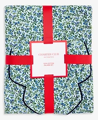 Charter Club Women's Cotton Flannel Long-Sleeve Notch Collar Pajama Top and Pants Set, Macy's Exclusive