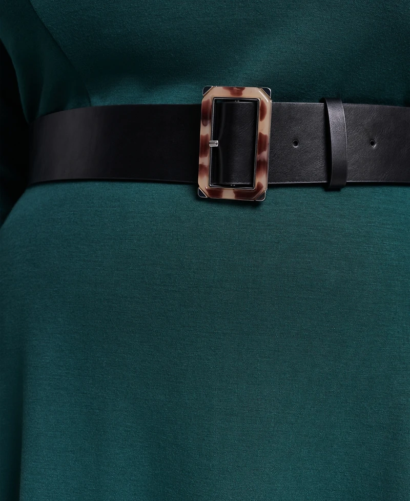 Dkny Plus V-Neck Buckle Belt Midi Dress