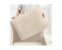 Rainsken 83.86" Corduroy 3-Seater Sofa with Cup Holder, High Resilience Sponge , Pet Friendly Modern Furniture for Living Room Bedroom Office