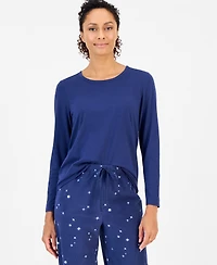 Charter Club Women's Long-Sleeve Cotton-Blend Top and Fleece Pajama Pants Set, Macy's Exclusive