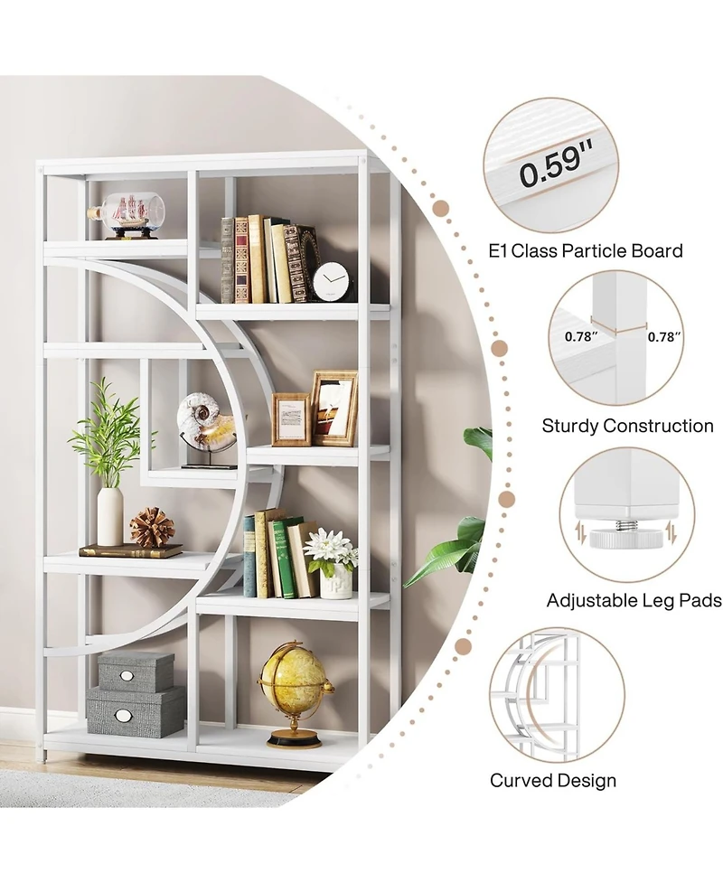 Tribesigns 5 Tier Industrial Bookshelf Set of 2, Freestanding Tall Bookshelves Display Shelf Storage Organizer with 9-Open Storage Shelf