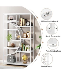 Tribesigns 5 Tier Industrial Bookshelf Set of 2, Freestanding Tall Bookshelves Display Shelf Storage Organizer with 9-Open Storage Shelf