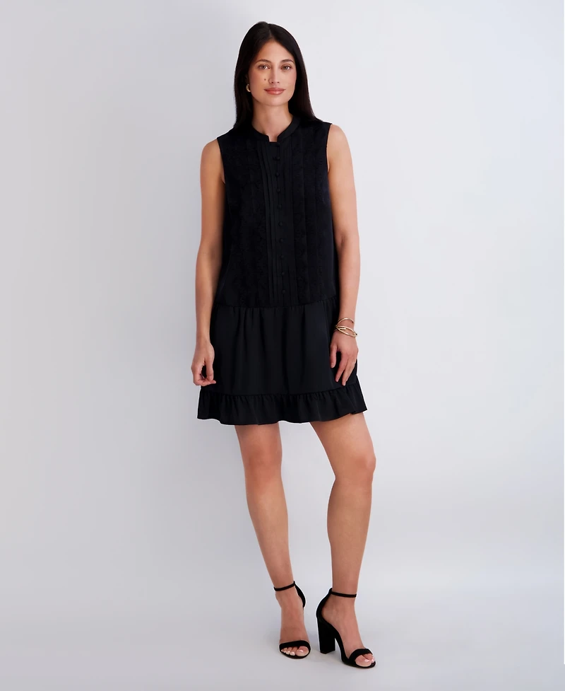 Kensie Women's Pintuck Pleated Drop-Waist Mini Shift Dress