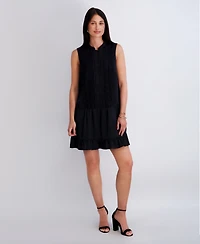 Kensie Women's Pintuck Pleated Drop-Waist Mini Shift Dress