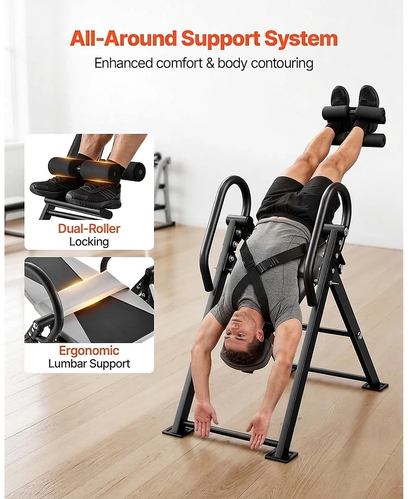 Sevorley Heavy Duty Inversion Table, 300 lb Capacity Foldable Back Stretcher for Spinal Decompression