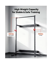 Sevorley Folding Wall-Mounted Power Cage Squat Rack for Home Gym, Adjustable J-Hooks and Pull-Up Bar, 1000 lb Capacity