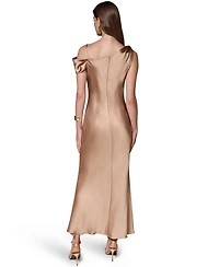 Donna Karan New York Women's Satin Asymmetrical Cowl Neck Dress