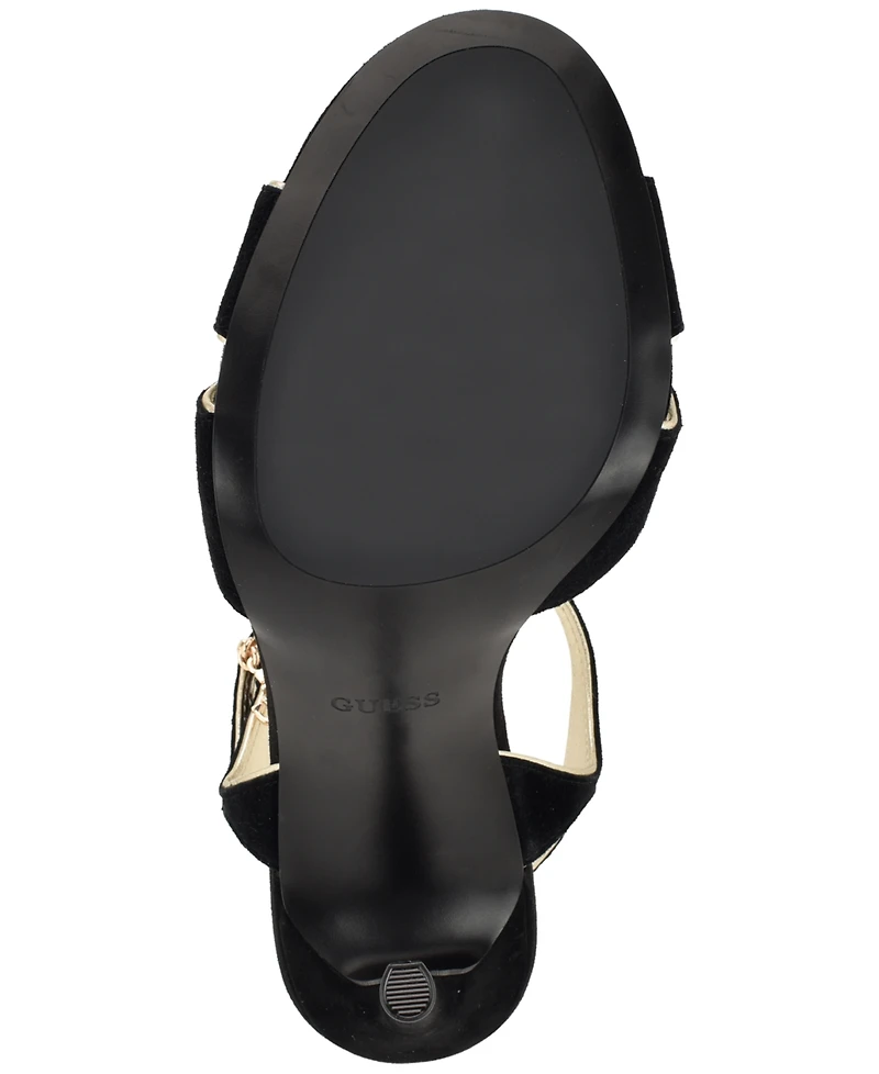 Guess Women's Chaylen Suede Ankle Charms Stiletto Dress Sandals