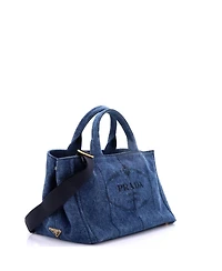 Pre-Owned Prada Medium Canapa Convertible Tote Denim