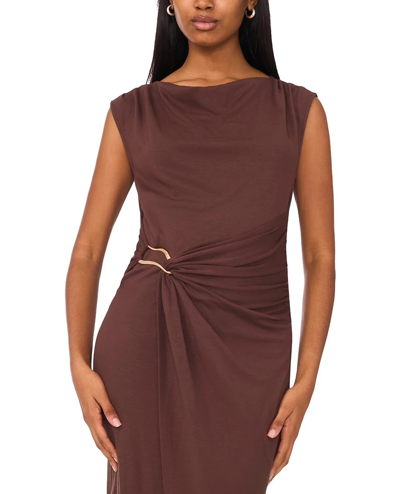 Msk Petite Short-Sleeve Ponte Midi Dress