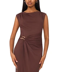 Msk Petite Short-Sleeve Ponte Midi Dress