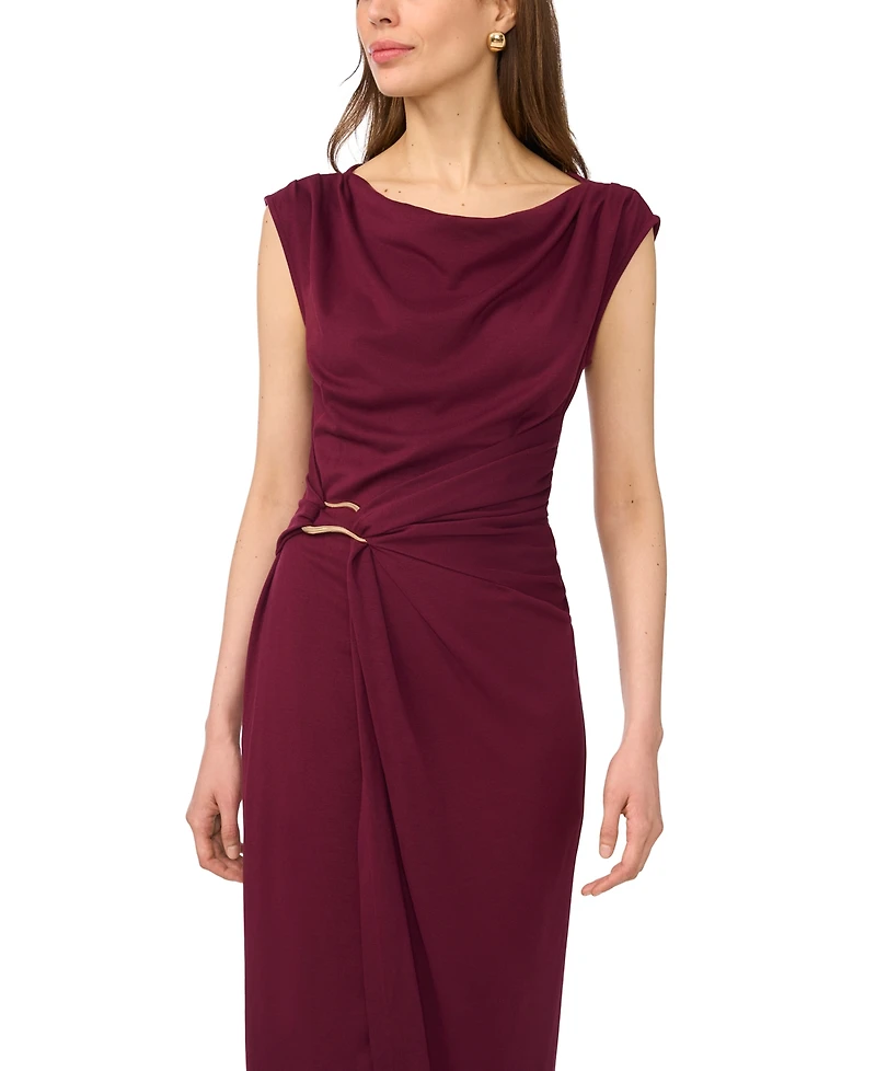 Msk Petite Short-Sleeve Ponte Midi Dress