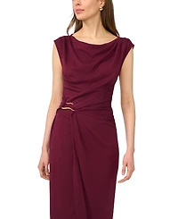 Msk Petite Short-Sleeve Ponte Midi Dress
