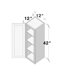 Boyel Living 12"x 42" Standard Wall Cabinet 1 Door 3 Shelves, Kitchen with Solid Wood Frame, Soft-Close Hinge
