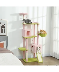 Ruie 74 inch Flower Cat Tree Tower with Sisal Scratching Posts and Condos