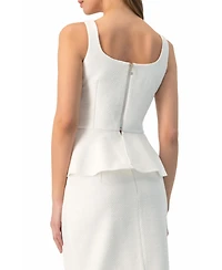 Ivonne Women's Herringbone Jacquard Square-Neck Sleeveless Peplum Top