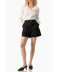 Ivonne Women's Ruffle Collar V-Neck Long-Sleeve Blouse