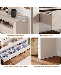 homfan Console Table with Drawers - 63" Farmhouse Entryway Open Storage Shelves, Narrow Sofa Behind Couch, Durable Pb+Mdf
