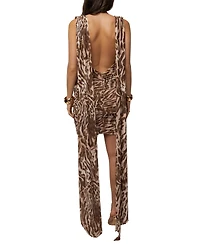 Jluxlabel Women's Leopard Late Hour Plunge Mini Dress