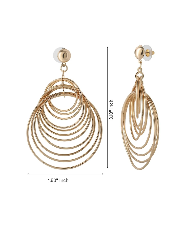 Jessica Simpson Multi Hoop Drop Earrings Yellow Gold-Tone, Statement Hoops