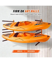 Sevorley Wall-Mounted Kayak Storage Rack, Steel 4-Kayak Holder with Adjustable Padded Arms, 400 lb Capacity
