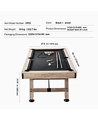 Sevorley 7 feet Pool Table Set with Adjustable Legs, Balls, Cues and Brush