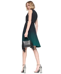 Dkny Women's Sleeveless V-Neck Ombre Pleated Dress