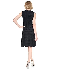 Dkny Women's Sleeveless Crew Neck Ruffle Hem Dress