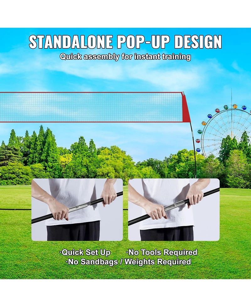 Sevorley Freestanding Volleyball Training Net with Adjustable Height, 14 Feet