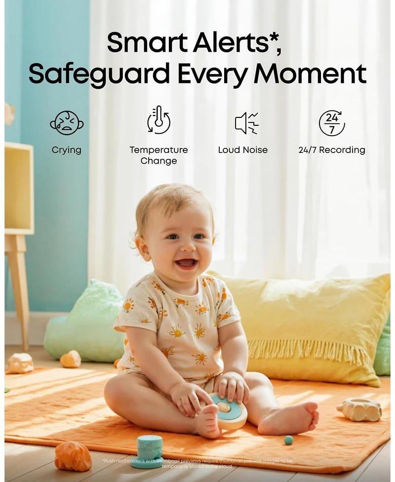 eufy Baby Monitor C10 Add-On Camera, 2K Hd Resolution, 4× Zoom, 351degree(s) Pan and 60degree(s) Tilt, Night Vision