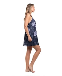 Midnight Bakery Women's Brighton Satin Printed V-Neck Chemise