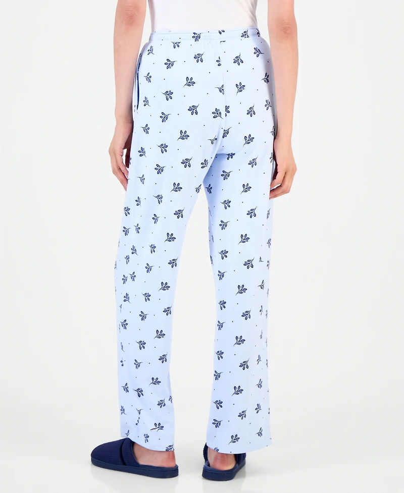Charter Club Women's Soft Knit Printed Pajama Pants, Created for Macy's