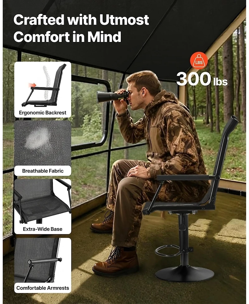 Sevorley 360 Degree Silent Swivel Hunting Chair, Lightweight Steel Blind Seat, 300 lb Capacity