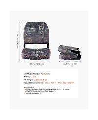 Sevorley Folding Low-Back Boat Seats, Camouflage, Set of 2