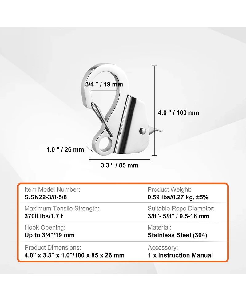 Sevorley Stainless Steel Boat Anchor Hook, Knotless Slide Anchor with Quick Release for 3/8 to 5/8 in Rope, Holds 3700 lb