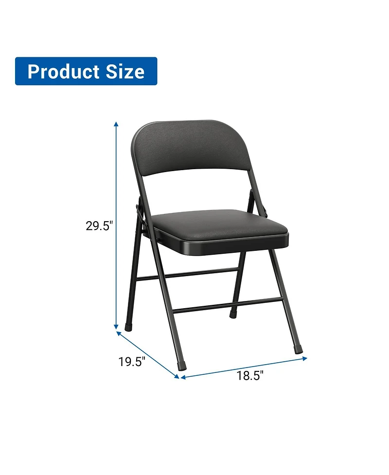 homfan Metal Folding Chairs with Padded Seat and Back, Portable Stackable Side Chair with Steel Frame